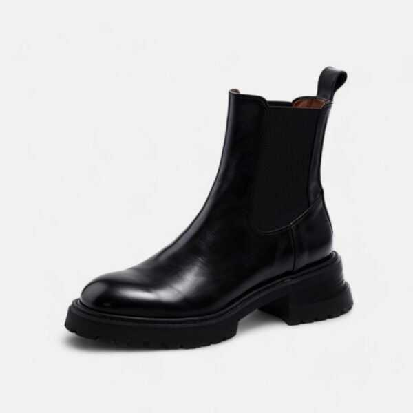 Boots chelsea femme cuir noir