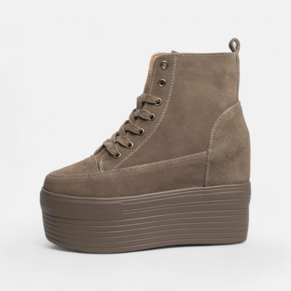 Bottines compensées beige daim
